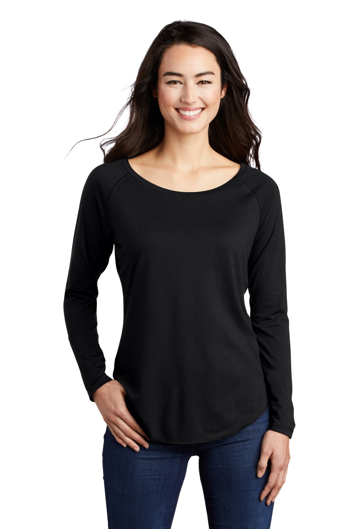 Sport-Tek ® Women's PosiCharge ® Long Sleeve Tri-Blend Wicking Scoop Neck Raglan Tee