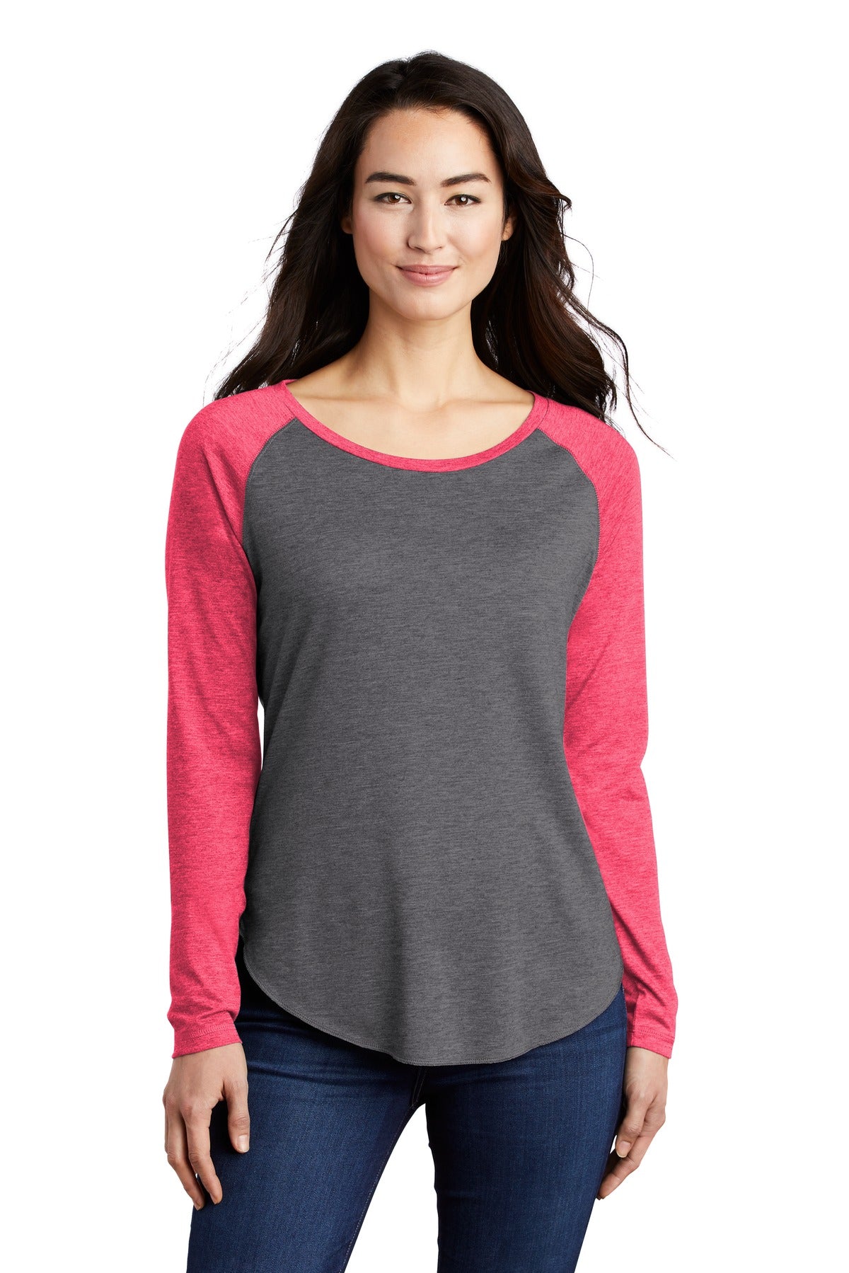 Sport-Tek ® Women's PosiCharge ® Long Sleeve Tri-Blend Wicking Scoop Neck Raglan Tee