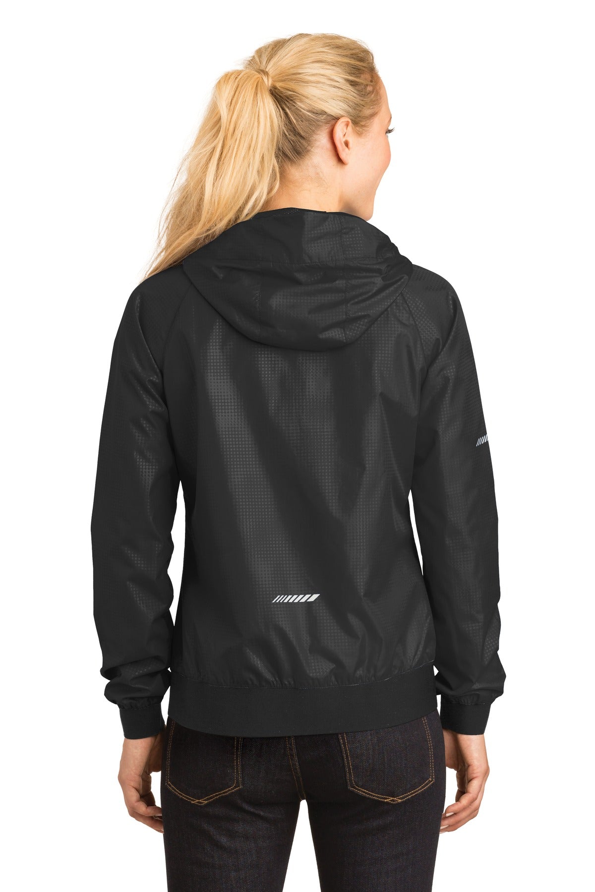 DISCONTINUED Sport-Tek® Ladies Embossed Hooded Wind Jacket