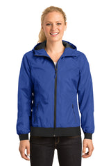 DISCONTINUED Sport-Tek® Ladies Embossed Hooded Wind Jacket