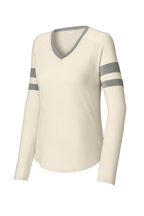 Women's Halftime Stripe Long Sleeve V-Neck Tee