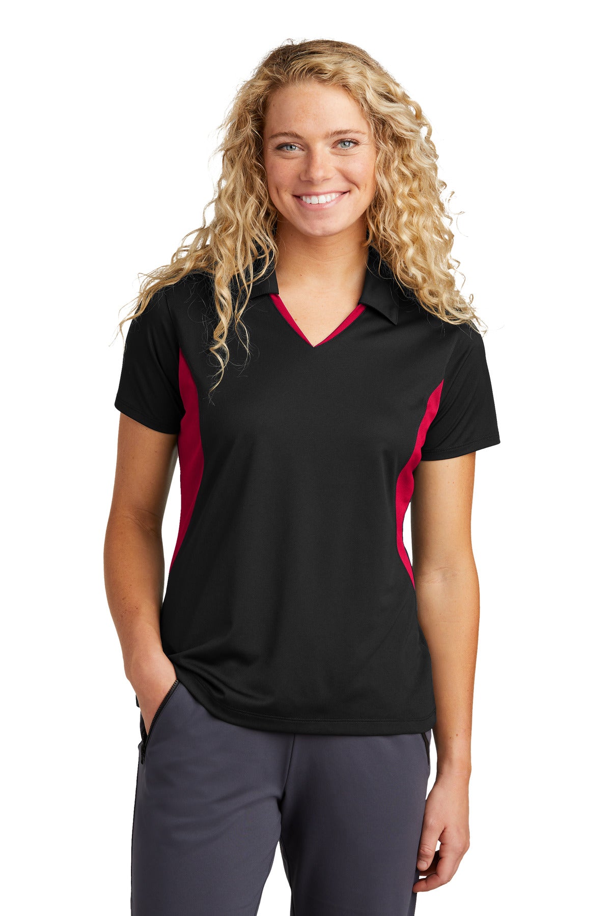 Sport-Tek® Women's Side Blocked Micropique Sport-Wick® Polo