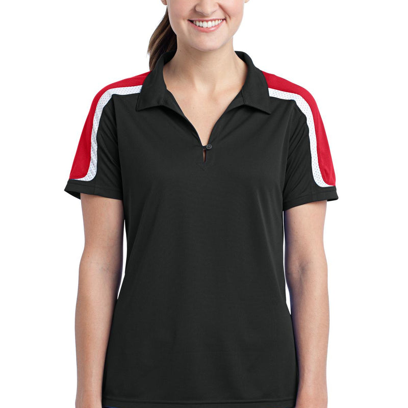 Sport-Tek® Ladies Tricolor Shoulder Micropique Sport-Wick® Polo