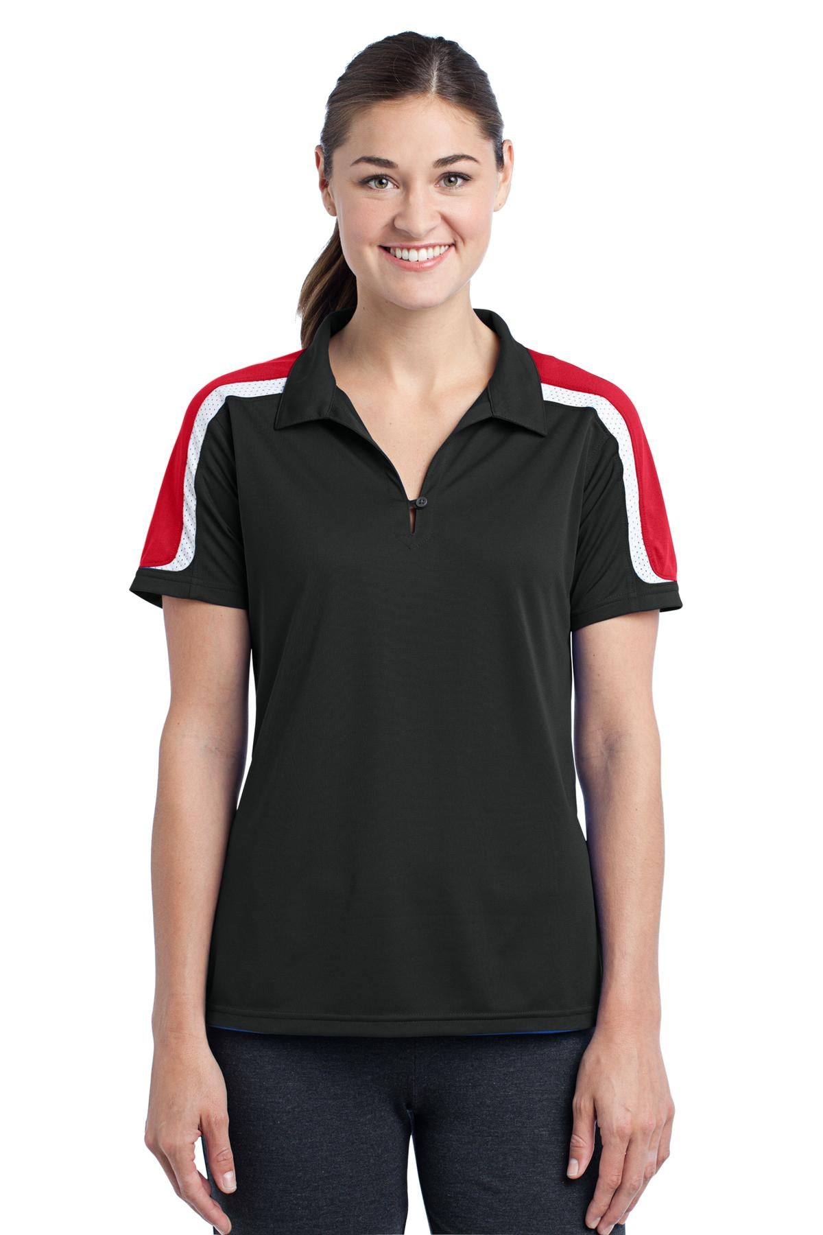 Sport-Tek® Ladies Tricolor Shoulder Micropique Sport-Wick® Polo