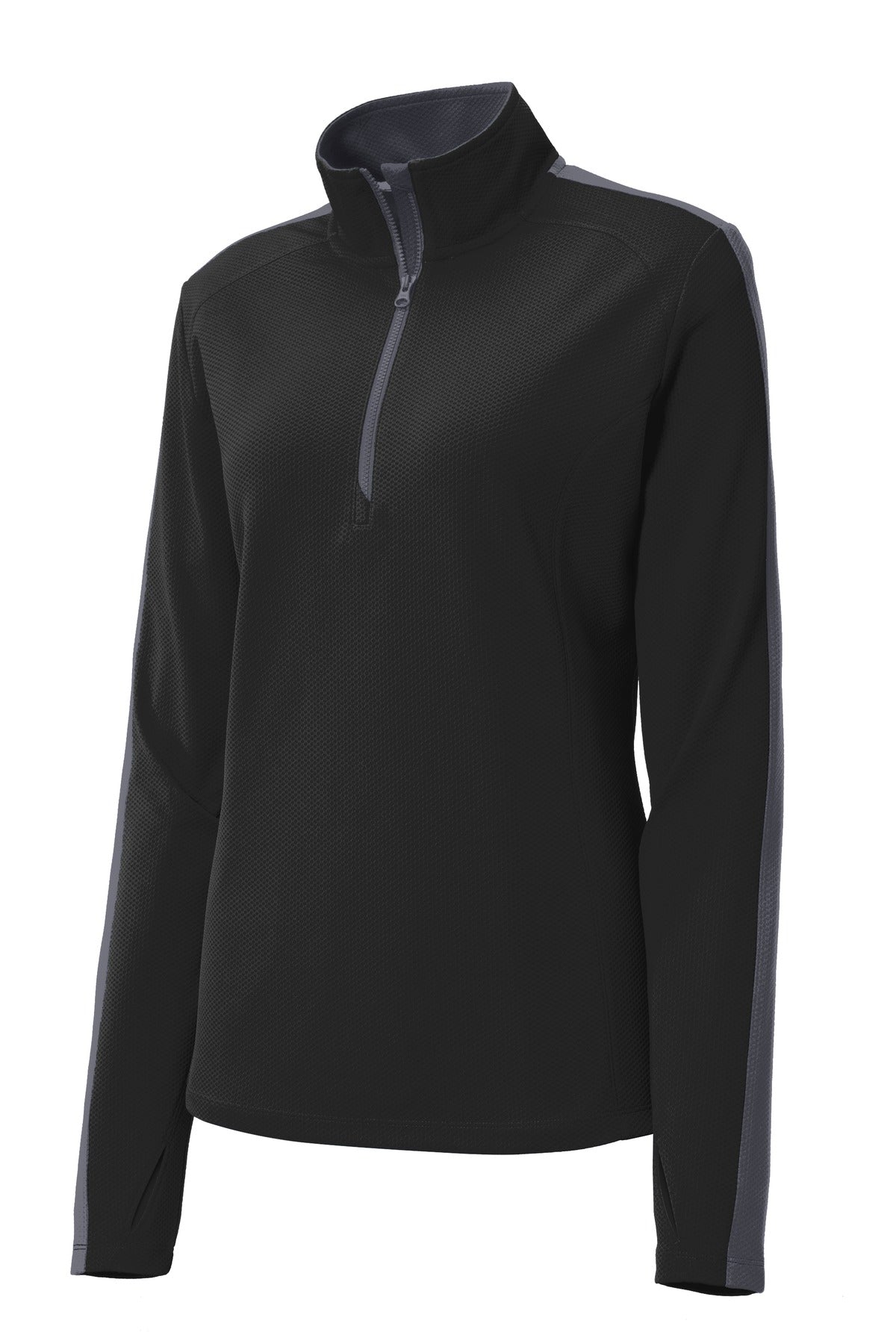 DISCONTINUED Sport-Tek® Women's Sport-Wick Textured Colorblock 1/4-Zip Pullover