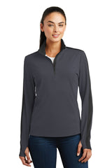 DISCONTINUED Sport-Tek® Women's Sport-Wick Textured Colorblock 1/4-Zip Pullover