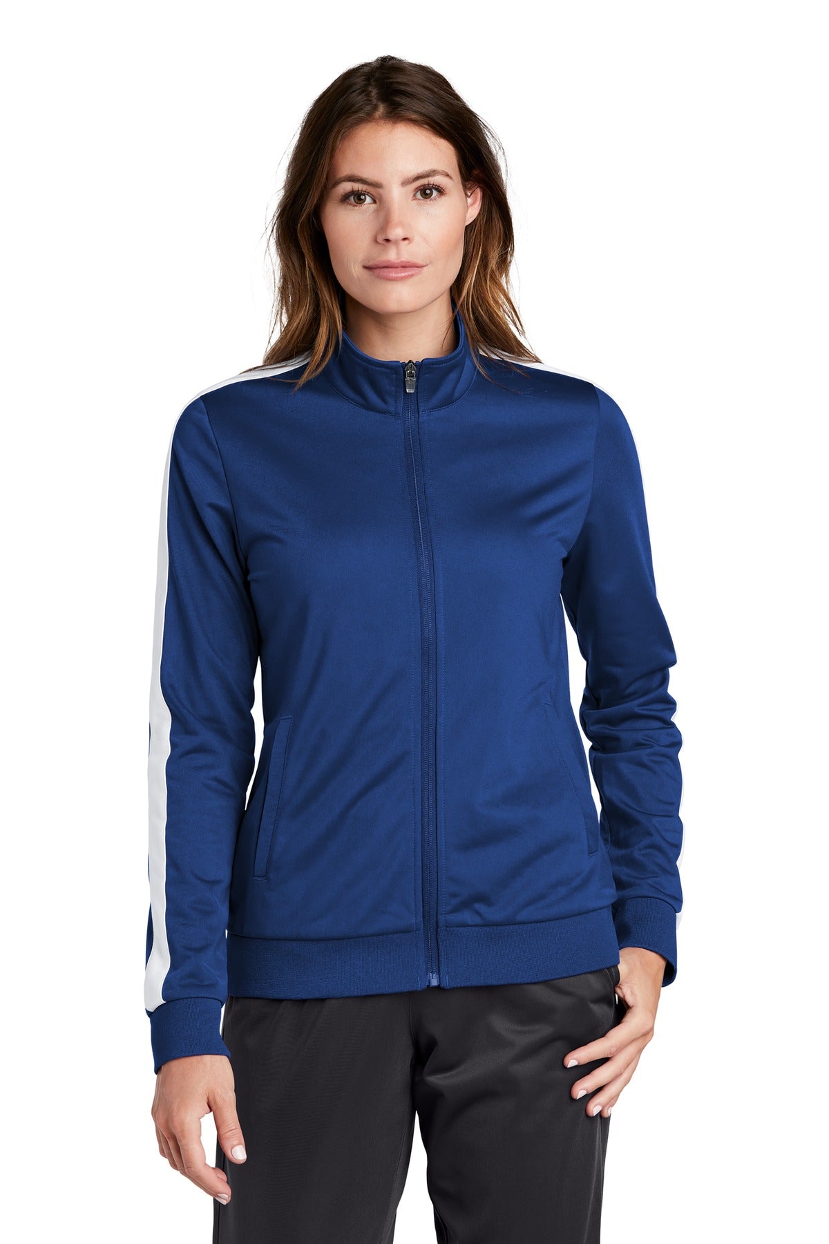 Sport-Tek® Women's Tricot Sleeve Stripe Track Jacket