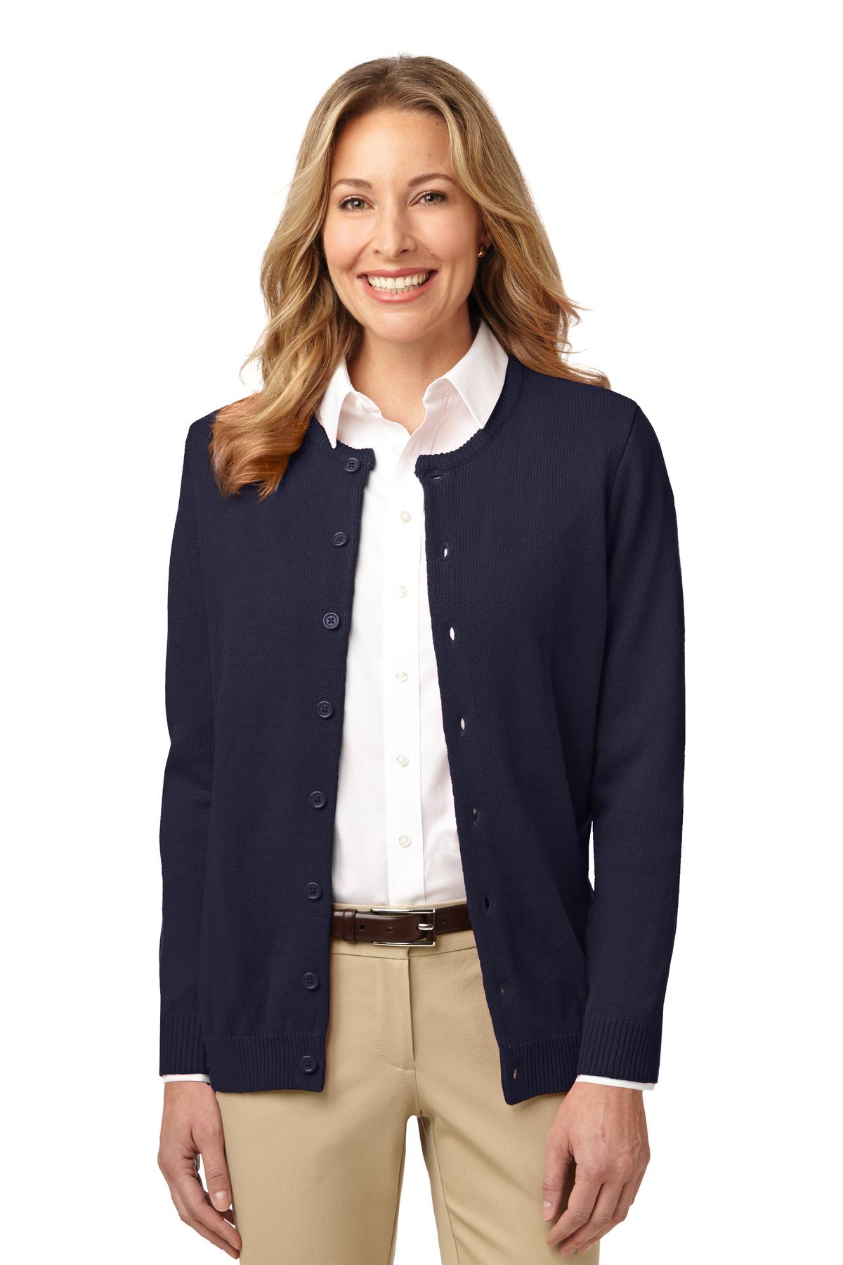 DISCONTINUED Port Authority® Ladies Value Jewel-Neck Cardigan Sweater