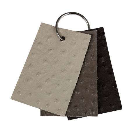 Shirley Italian Pewter Ostrich Embossed Semi-Aniline Top Grain Cow Leather Hide