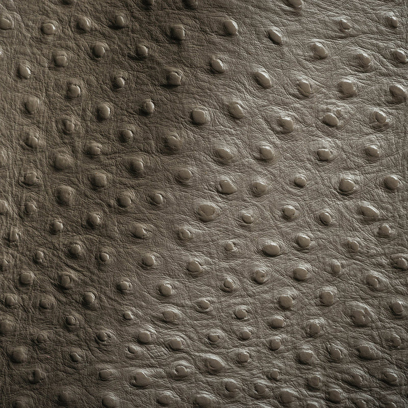 Shirley Italian Pewter Ostrich Embossed Semi-Aniline Top Grain Cow Leather Hide