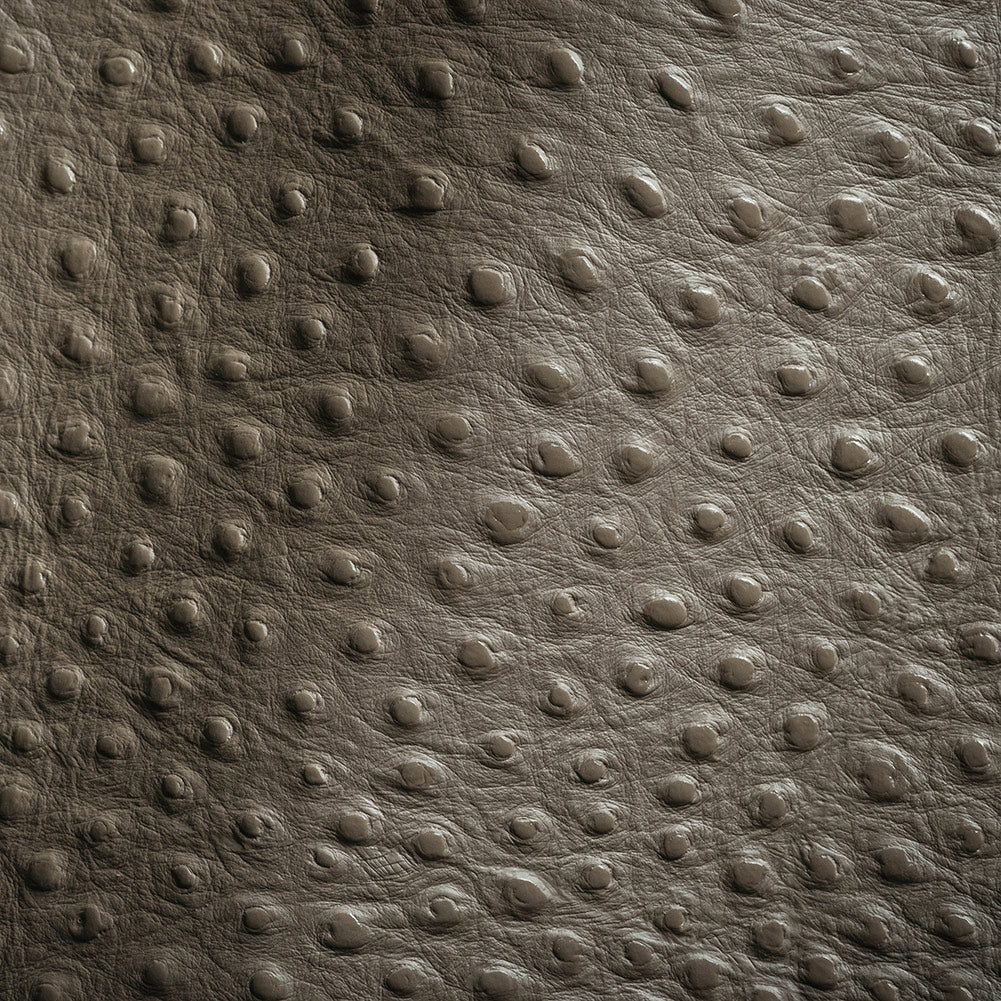 Shirley Italian Pewter Ostrich Embossed Semi-Aniline Top Grain Cow Leather Hide