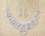 Crystal Rhinestone Pearl Bridal Necklace Earring Set Adjustable