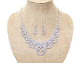 Crystal Rhinestone Pearl Bridal Necklace Earring Set Adjustable