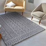 Microfiber Extra Soft Touch Area Rug - 100% Microfiber Fabric, Gray White Modern Contemporary Design, 2' X 3' (2' X 3')