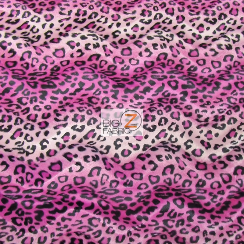 Pink/Fuchsia Velboa Leopard Short Pile Fabric