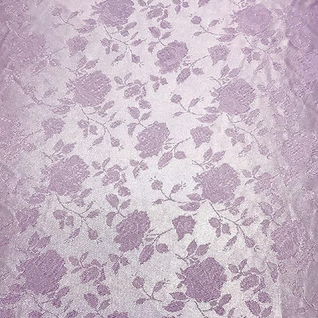 Lavender Rose Floral Jacquard Satin Fabric - Lavender Rose Floral Jacquard, 60" Width