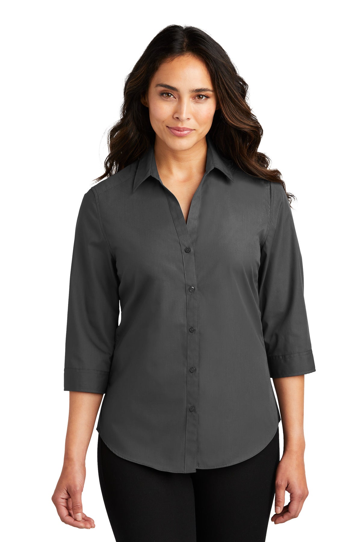 Port Authority® Women's 3/4-Sleeve Carefree Poplin Shirt