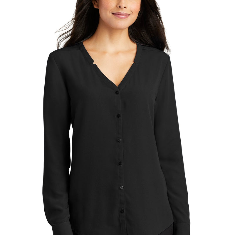 Women's Long Sleeve Button-Front Blouse