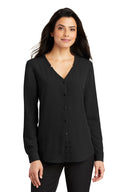 Women's Long Sleeve Button-Front Blouse