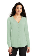 Women's Long Sleeve Button-Front Blouse