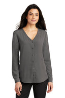 Women's Long Sleeve Button-Front Blouse