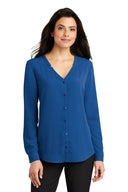 Women's Long Sleeve Button-Front Blouse