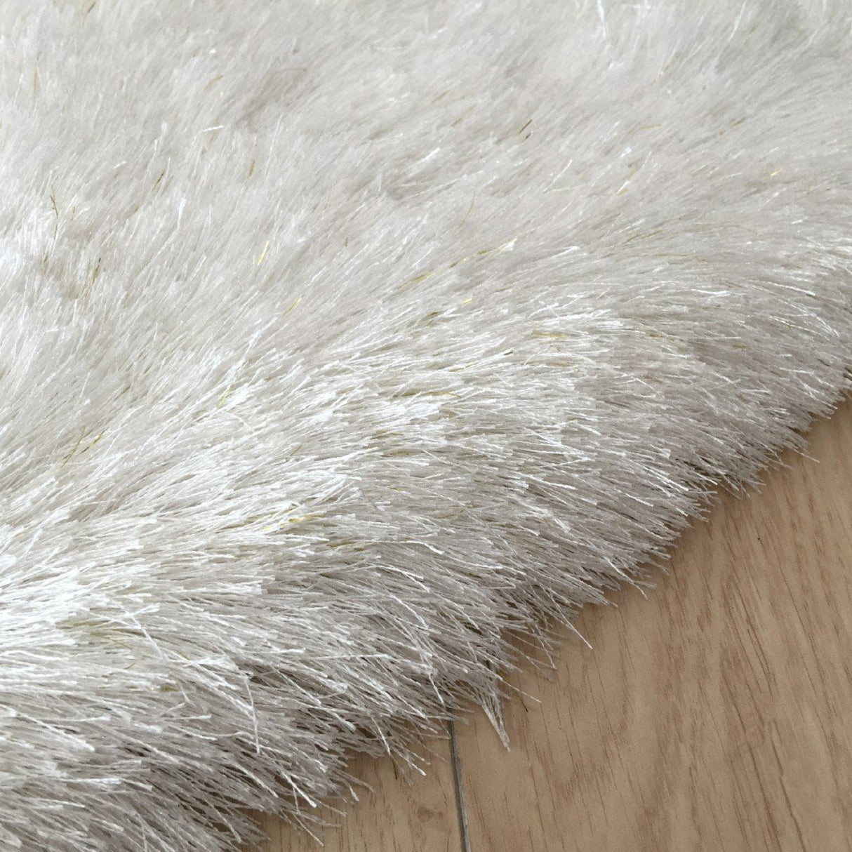 Shiny Glow Soft Plush Fluffy Shag Polyester Fabric - Solid Shiny, 3" Pile Height, Area Rug, White, 5' X 7' / 7'6" X 10'3" (1 Unit)