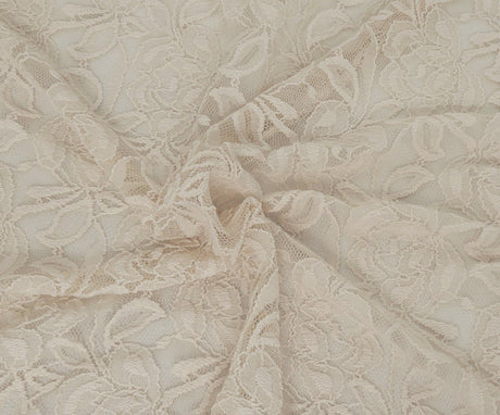 Floral Lace Cream Polyester Fabric