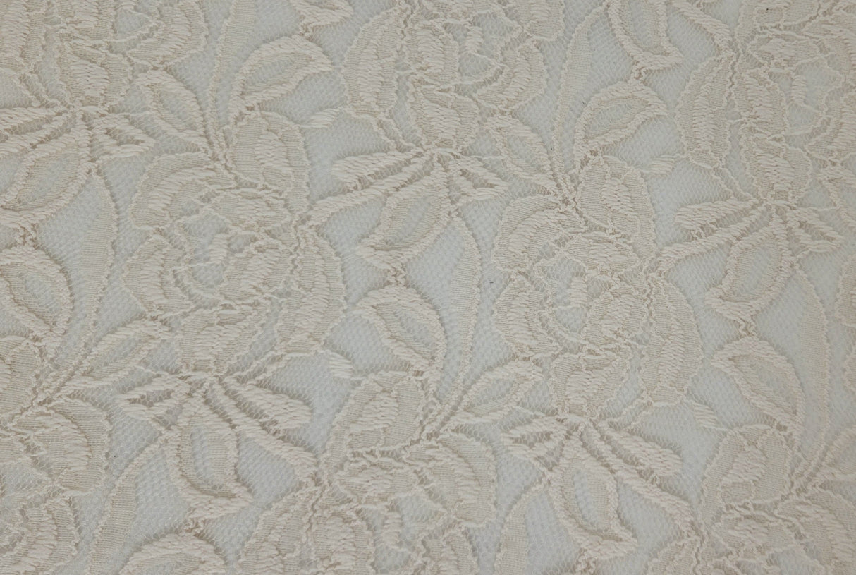 Floral Lace Cream Polyester Fabric