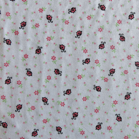 Cotton Jersey Knit Ladybugs on White