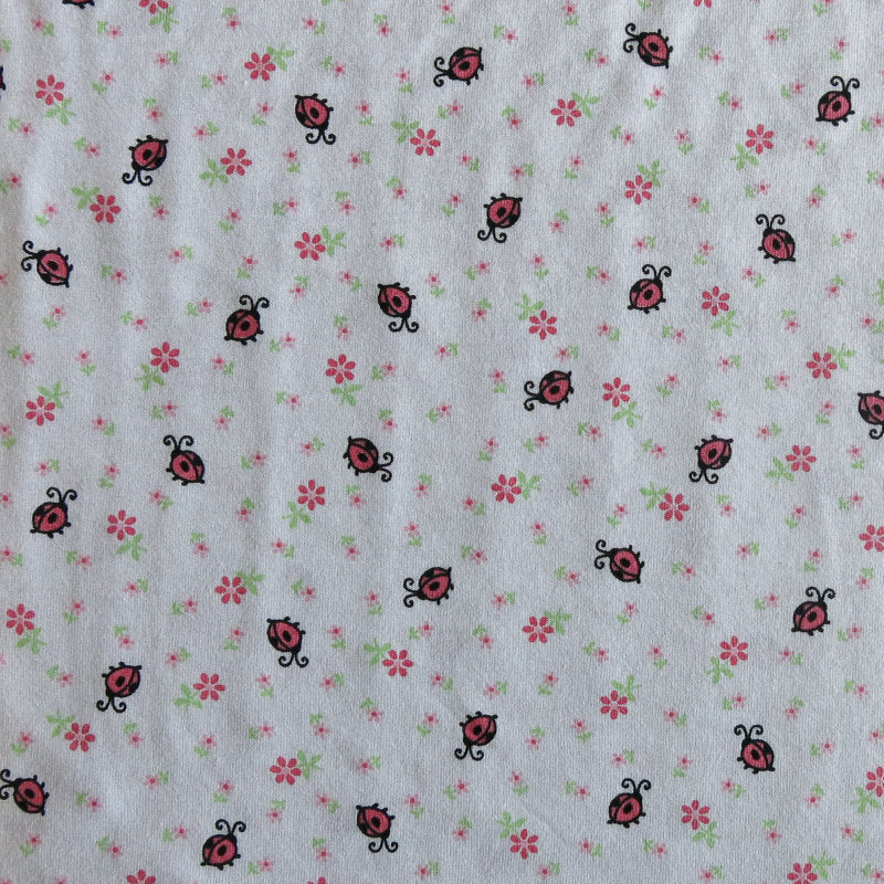 Cotton Jersey Knit Ladybugs on White 20" Remnant
