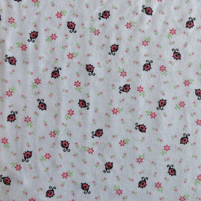 Cotton Jersey Knit Ladybugs on White 20" Remnant