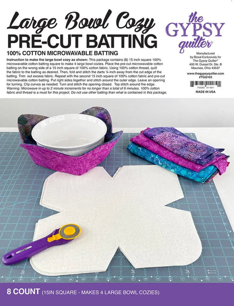 Cotton Batting Large Bowl Cozy Pre-Cut 8ct