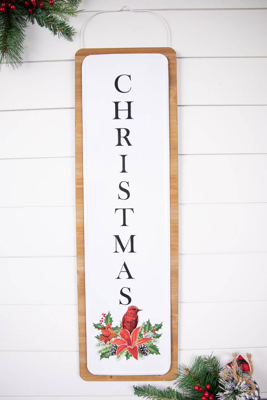 31.5” Metal & Wood Christmas Wall Decor
