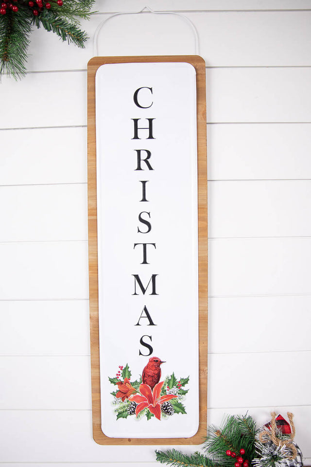 31.5” Metal & Wood Christmas Wall Decor