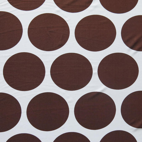 Swim Knit Large Brown Polka Dots on White