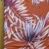 Swim Knit Large Scale Foliage on Terra Cotta Poly Spandex 18" Remnant