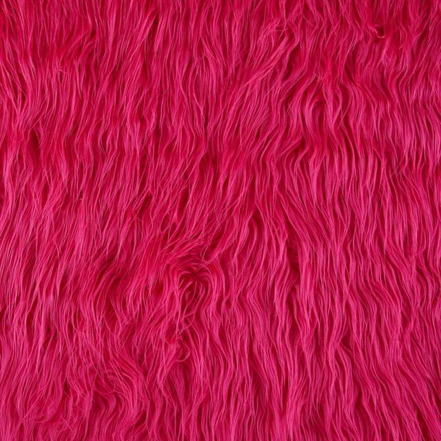 Fuchsia Faux Fake Mongolian Animal Fur Fabric Long Pile,