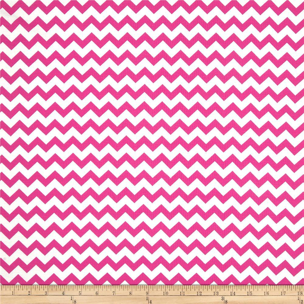 1″ One Inch Fuchsia and White Chevron Poly Cotton Fabric,