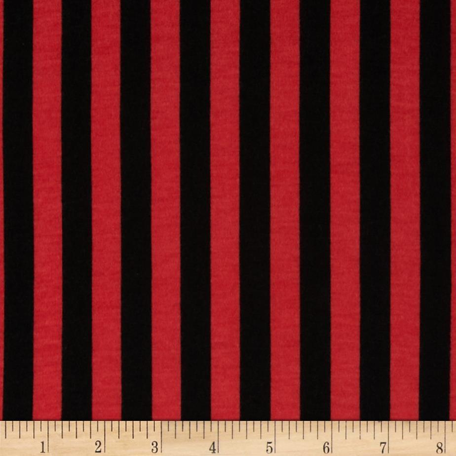 1/2″ Half Inch Black and Red Stripes Poly Cotton Fabric,