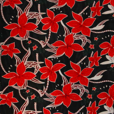 Polyester Fabric Large All Over Plumeria Glitter Print