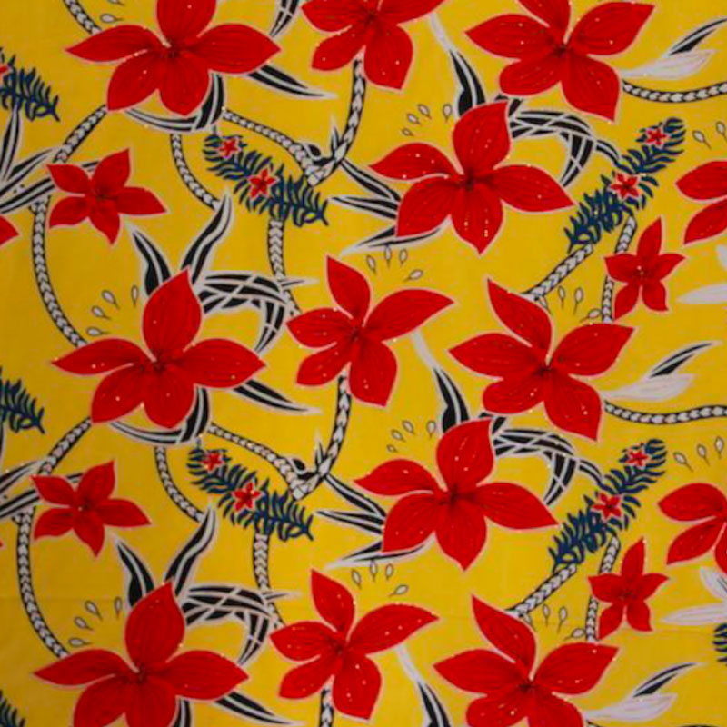 Large All Over Plumeria Glitter Polyester Fabric - Multicolored Plumeria Print, 60" Width (1 Yard)