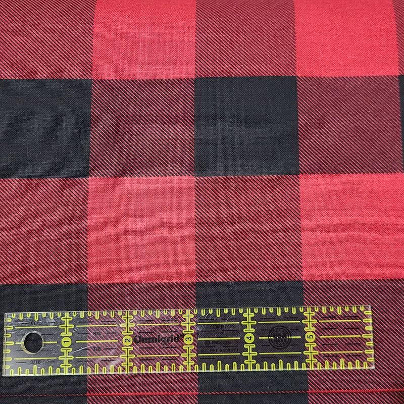 Quilting Cotton Large Black Red Buffalo Check Christmas Plaid