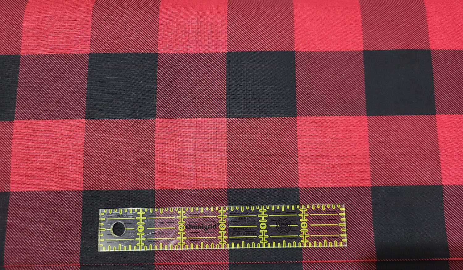 Quilting Cotton Large Black Red Buffalo Check Christmas Plaid
