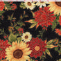 Quilting Cotton Large Sunflowers Harvest Metallic Fall Theme