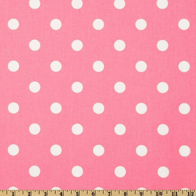 1/4″ Quarter inches White Polka Dot on Pink Poly Cotton Fabric,