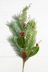Mixed Pine Magnolia Leaf Cone Spray 32 Inch Rustic Christmas Decor