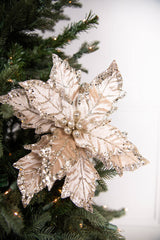 24” x 12" Leafy Champagne Poinsettia Stem