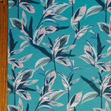Swim Knit Leaves on Teal 30" Remnant