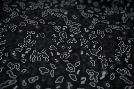 Leo Party Foil Printed Spandex Fabric - Black Leopard Foil Print, 56" Width (1 Yard)